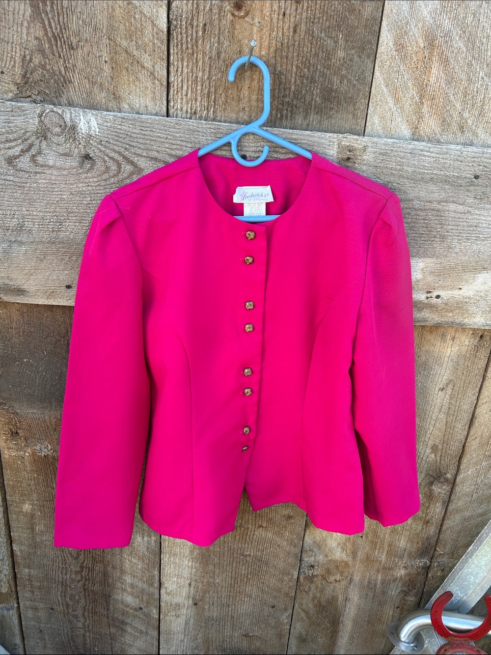 Frederick's of Hollywood Bright Hot Pink Button-Front Blazer